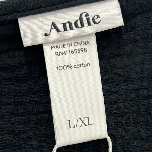 NWT Andie Swim Cover Up The Magdalena Kaftan in Cotton-Gauze BLACK - Picture 9 of 10